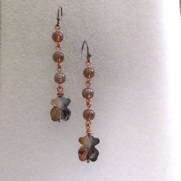 Handmade Sexy Boho Dangle Earrings! Beautiful Whiskey, Cognac + Copper Tones - Picture 8 of 9